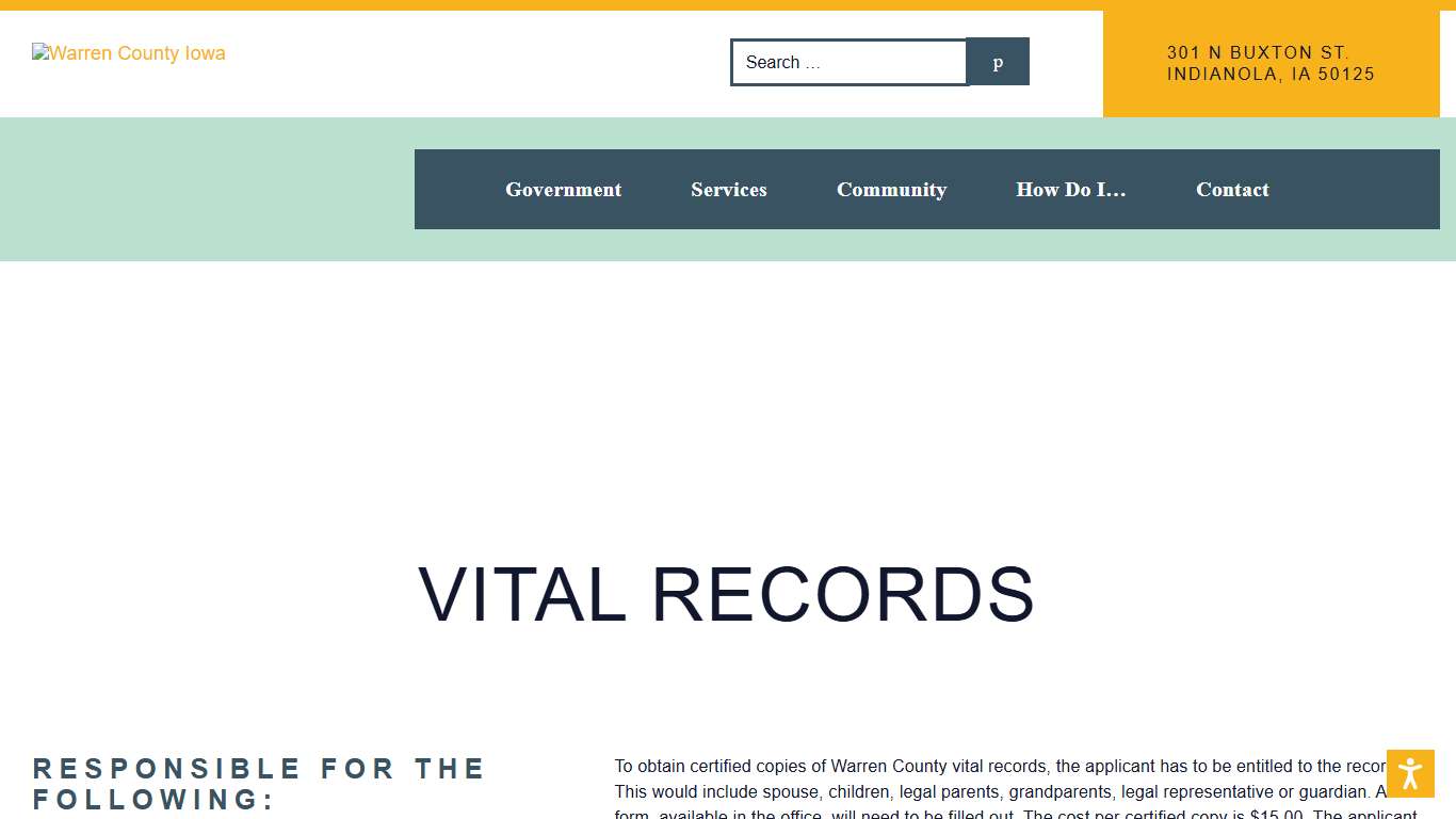 Vital Records - Warren County, Iowa