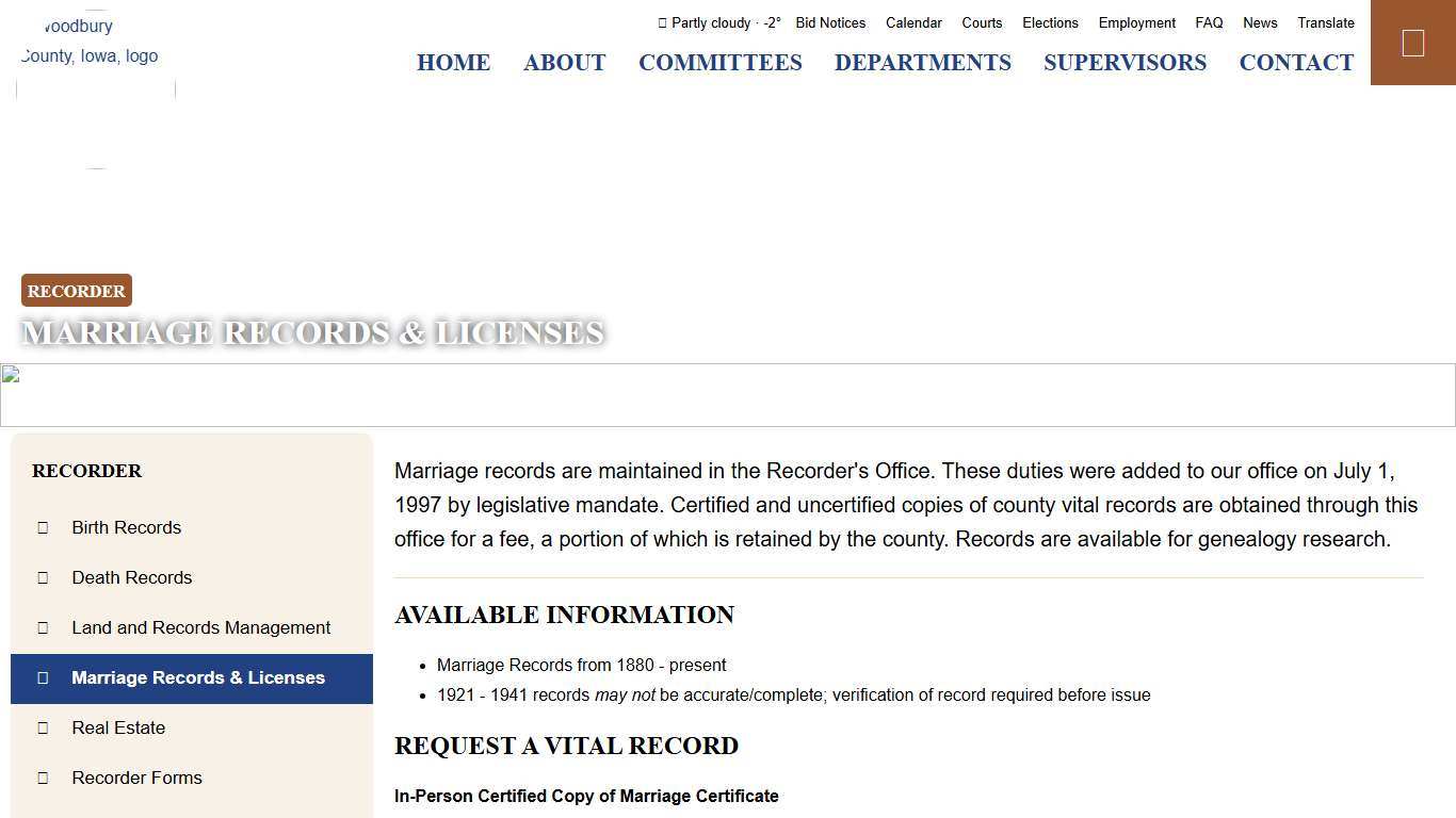 Marriage Records & Licenses - Woodbury County, Iowa