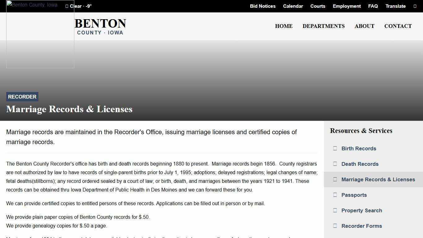 Marriage Records & Licenses Benton County, Iowa